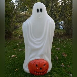 Vintage 33" Halloween Ghost Jack O Lantern Pumpkin Blow Mold Yard Decoration